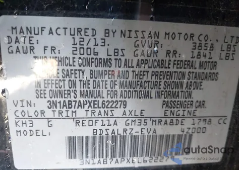 2014 Nissan Sentra Sr from USA, damaged, VIN 3N1AB7APXEL622279